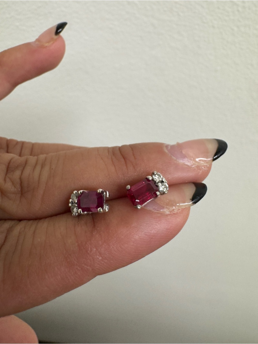 Elegant Emerald Cut Ruby Diamond Studs! Serious Buyers Only!